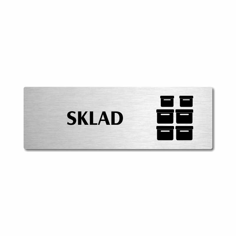 Sklad, stříbrná popiska na dveře
